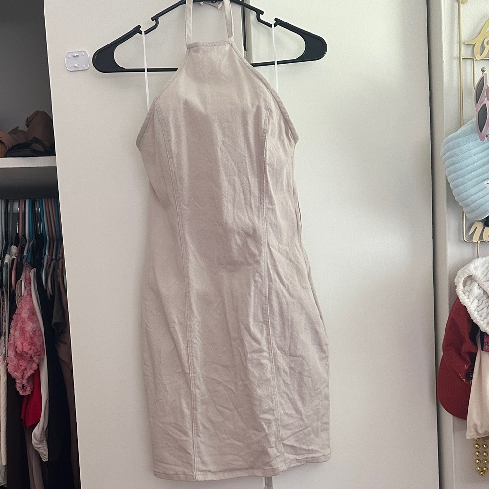 Elegant Cream Halter Dress